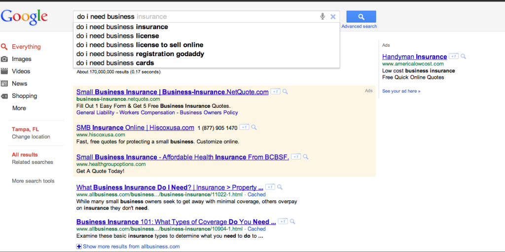 Google Instant - Do I need Business